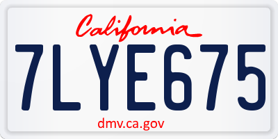 CA license plate 7LYE675