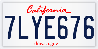 CA license plate 7LYE676