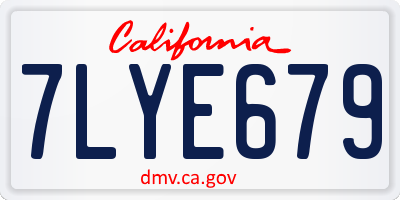 CA license plate 7LYE679