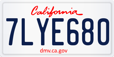 CA license plate 7LYE680