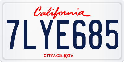 CA license plate 7LYE685