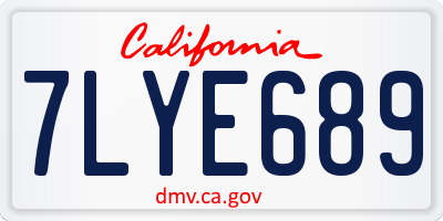 CA license plate 7LYE689