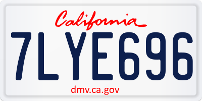 CA license plate 7LYE696