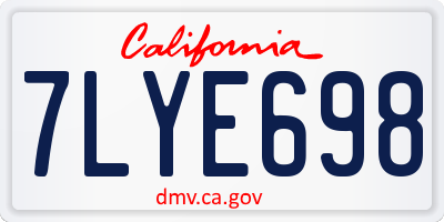 CA license plate 7LYE698
