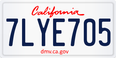 CA license plate 7LYE705