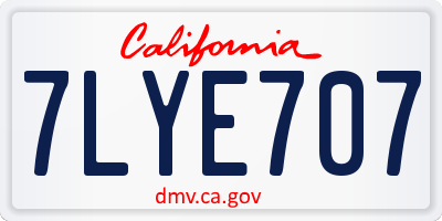 CA license plate 7LYE707