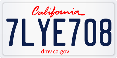 CA license plate 7LYE708