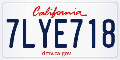 CA license plate 7LYE718