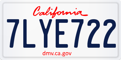 CA license plate 7LYE722