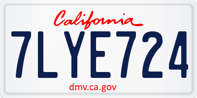 CA license plate 7LYE724