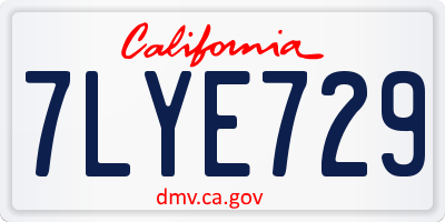 CA license plate 7LYE729