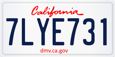 CA license plate 7LYE731
