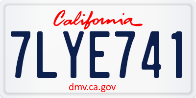 CA license plate 7LYE741