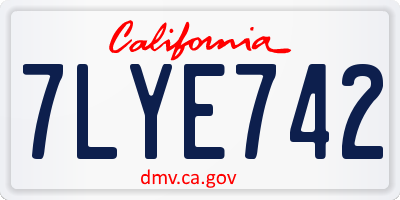 CA license plate 7LYE742