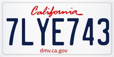 CA license plate 7LYE743