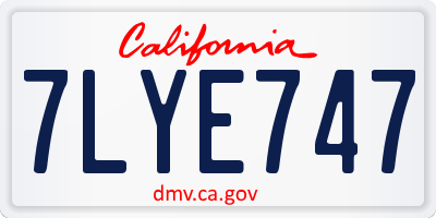 CA license plate 7LYE747