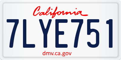 CA license plate 7LYE751