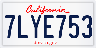 CA license plate 7LYE753