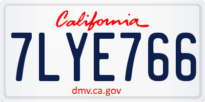 CA license plate 7LYE766