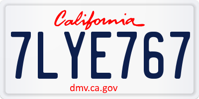 CA license plate 7LYE767