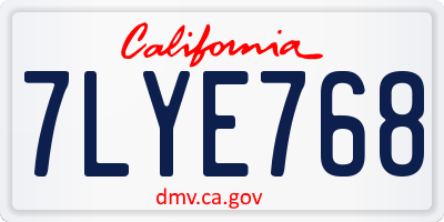 CA license plate 7LYE768