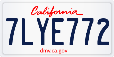 CA license plate 7LYE772