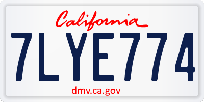 CA license plate 7LYE774