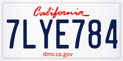 CA license plate 7LYE784