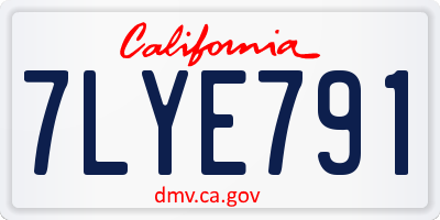 CA license plate 7LYE791