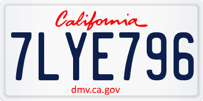 CA license plate 7LYE796