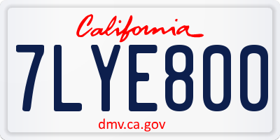 CA license plate 7LYE800