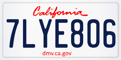 CA license plate 7LYE806