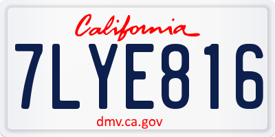 CA license plate 7LYE816