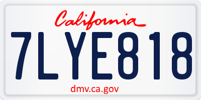 CA license plate 7LYE818