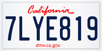 CA license plate 7LYE819