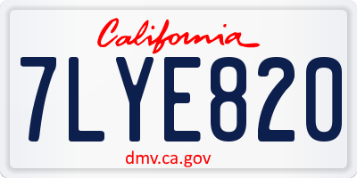 CA license plate 7LYE820