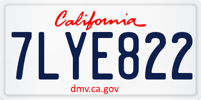 CA license plate 7LYE822