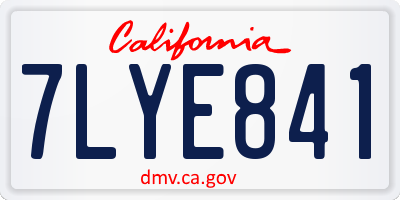 CA license plate 7LYE841