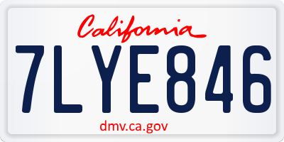 CA license plate 7LYE846