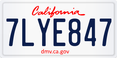 CA license plate 7LYE847