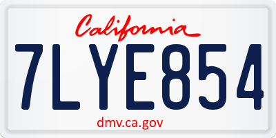 CA license plate 7LYE854