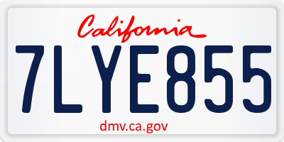 CA license plate 7LYE855