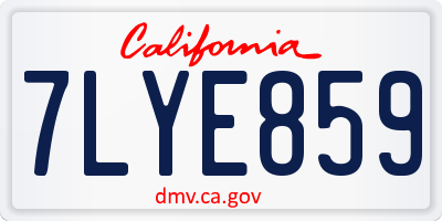 CA license plate 7LYE859