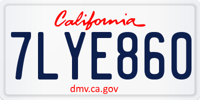 CA license plate 7LYE860