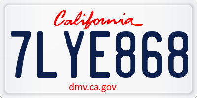 CA license plate 7LYE868