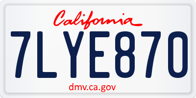 CA license plate 7LYE870