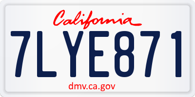 CA license plate 7LYE871