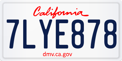 CA license plate 7LYE878