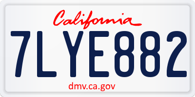 CA license plate 7LYE882