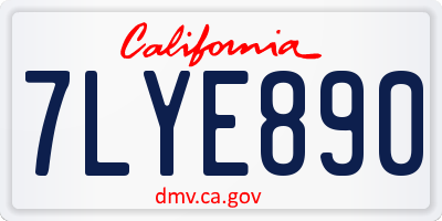 CA license plate 7LYE890